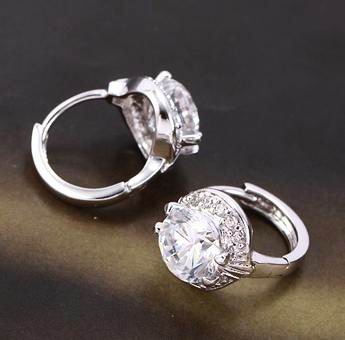 3CT CZ SOLITAIRE HOOP EARRINGS 12x10mm